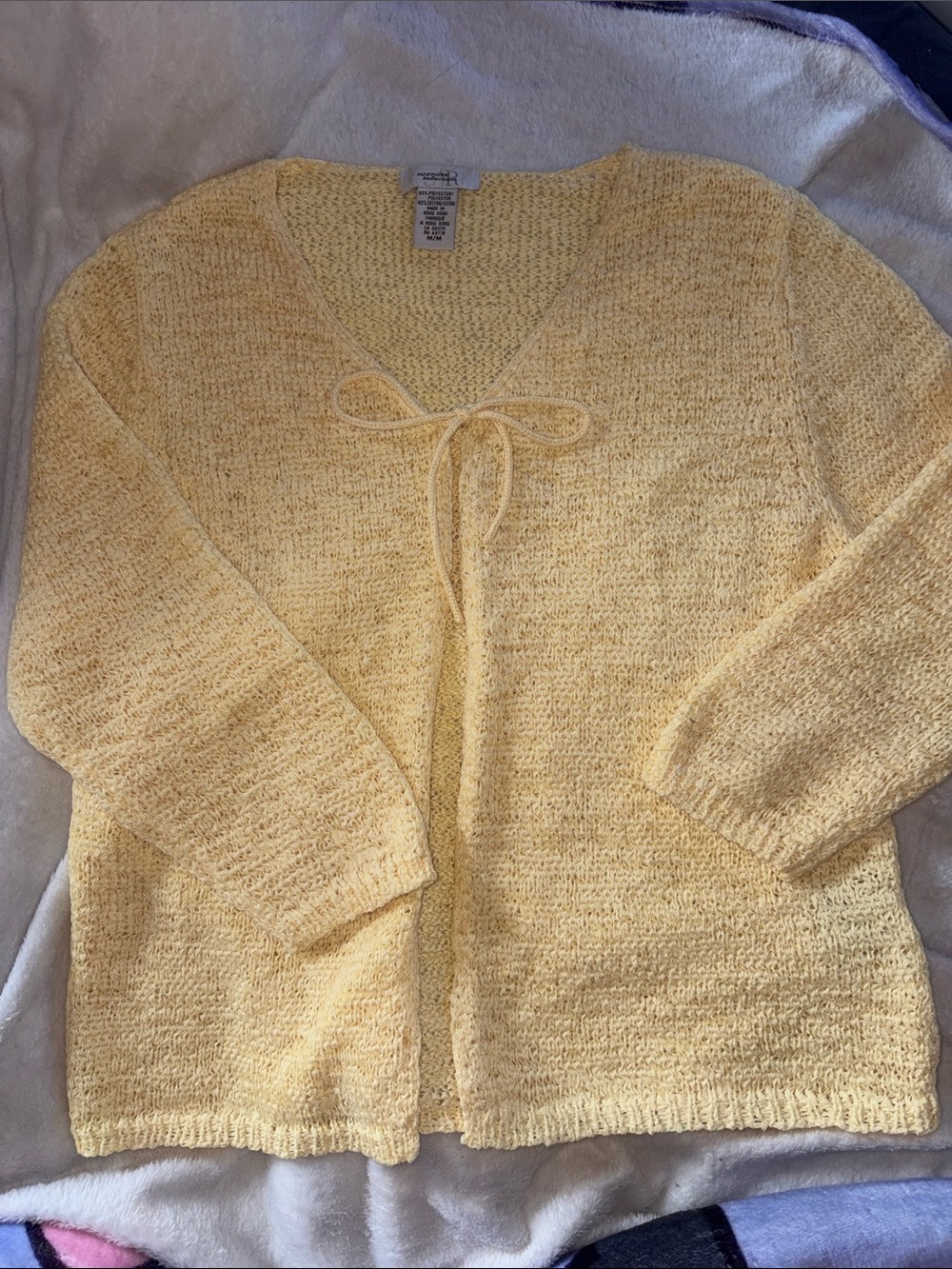 Northern Reflections Pale Yellow Tie-Front Knit Cardigan